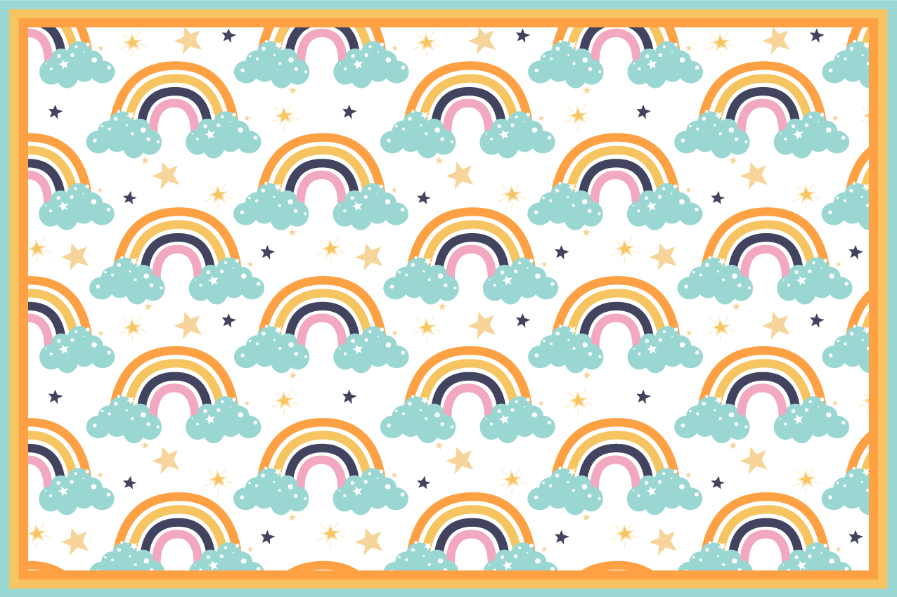 Kinder placemat kleurrijke regenboogwolk - TenStickers