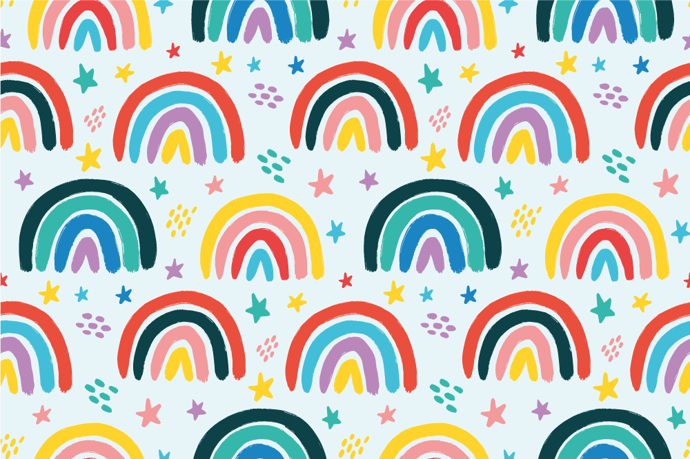 Kinder placemat levendige regenboogelementen - TenStickers