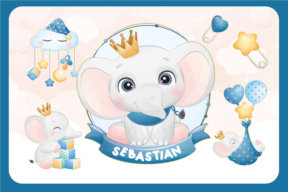 Kinder placemat schattige olifantenillustratie - TenStickers