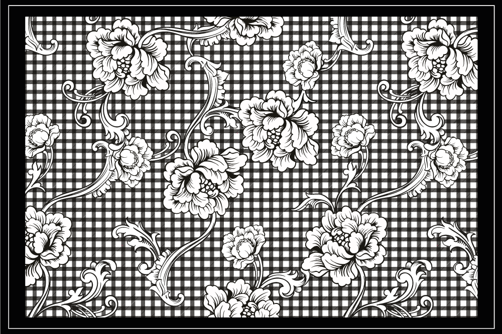 Elegante placemats zwart bloemmotief - TenStickers