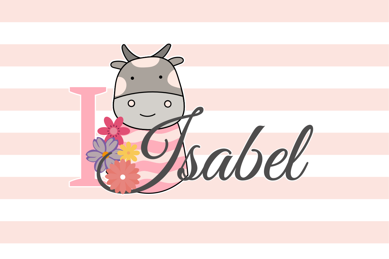 Placemat met naam koe thema personalisatie - TenStickers