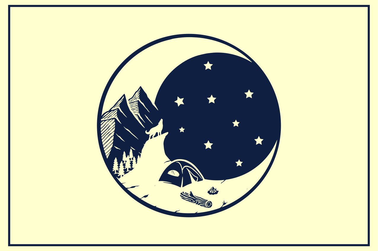 Originele placemat bergcamping scene - TenStickers