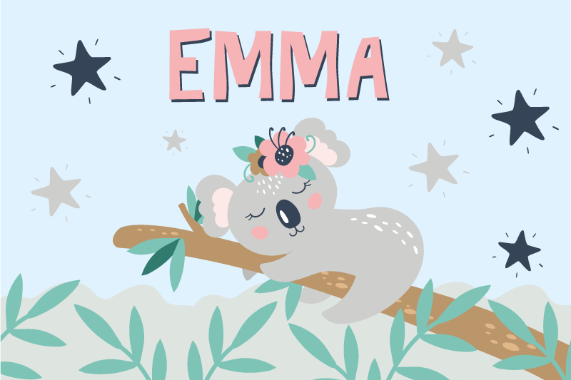 Kinder placemat Schattige koala voor meisje met naam - TenStickers