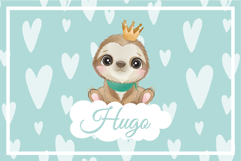 Kinder placemat schattige luiaard illustratie - TenStickers