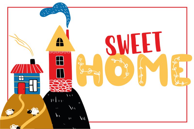 Kinder placemat kleurrijke huisscène - TenStickers