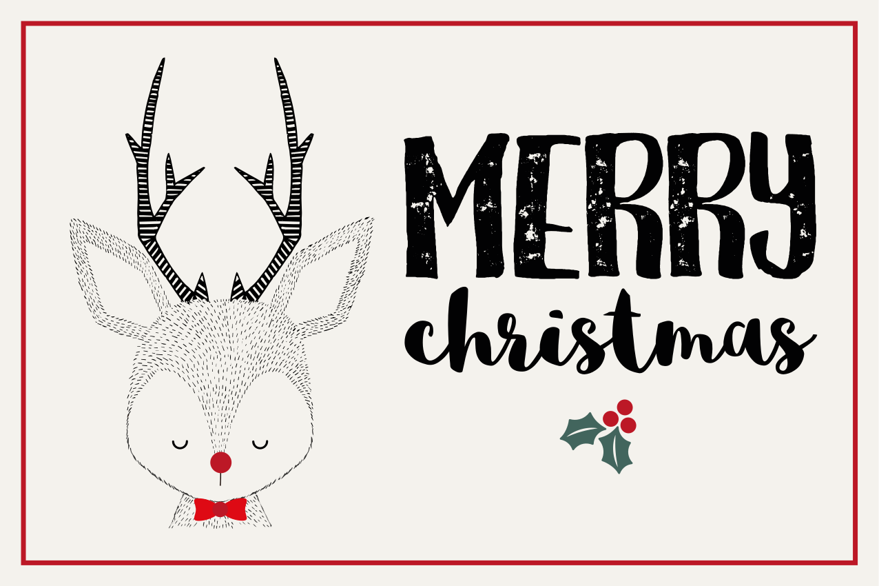 Kerstmis placemat vrolijke rendier illustratie - TenStickers