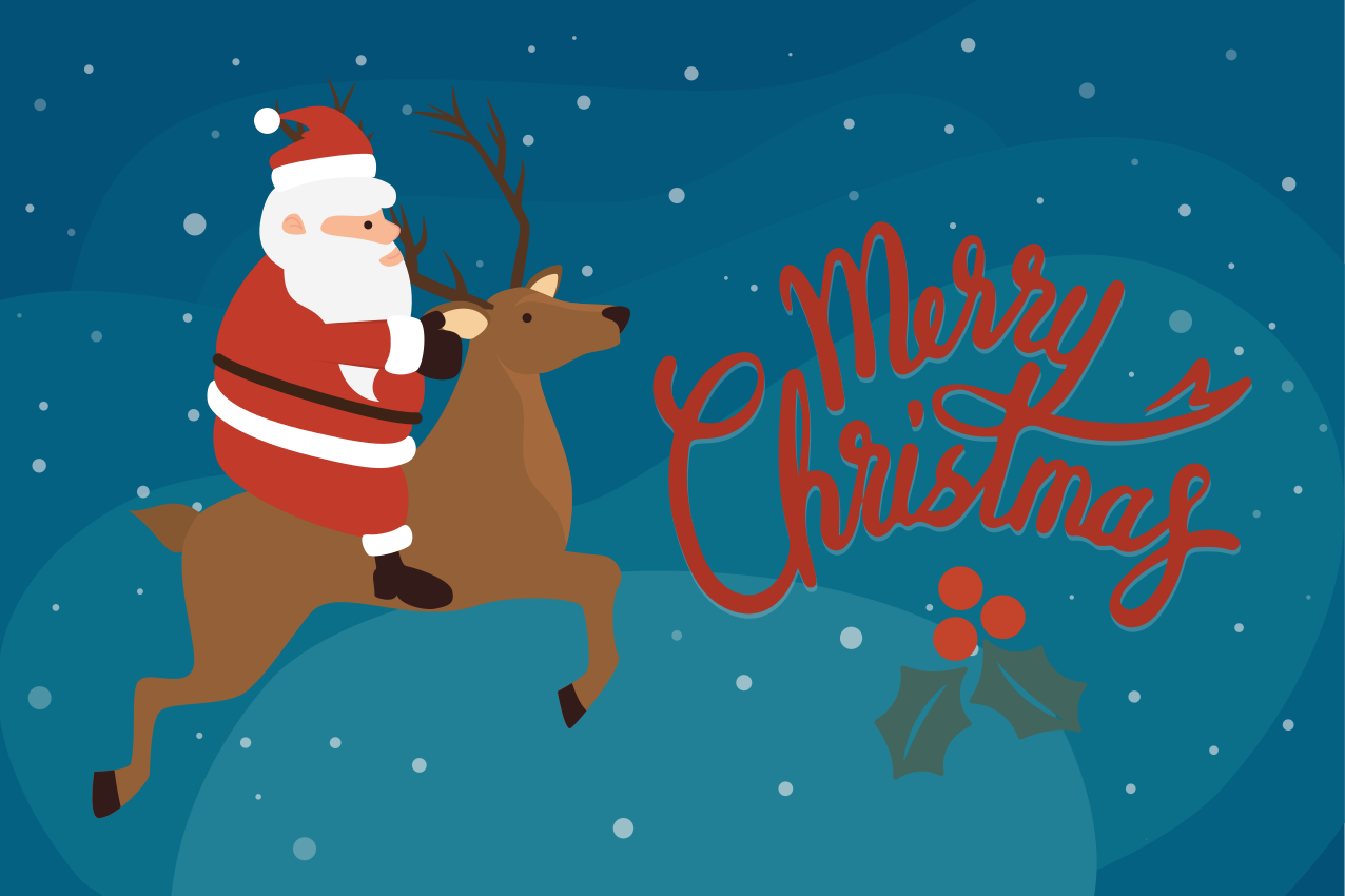 Kerstmis placemat met kerstman op rendier - TenStickers