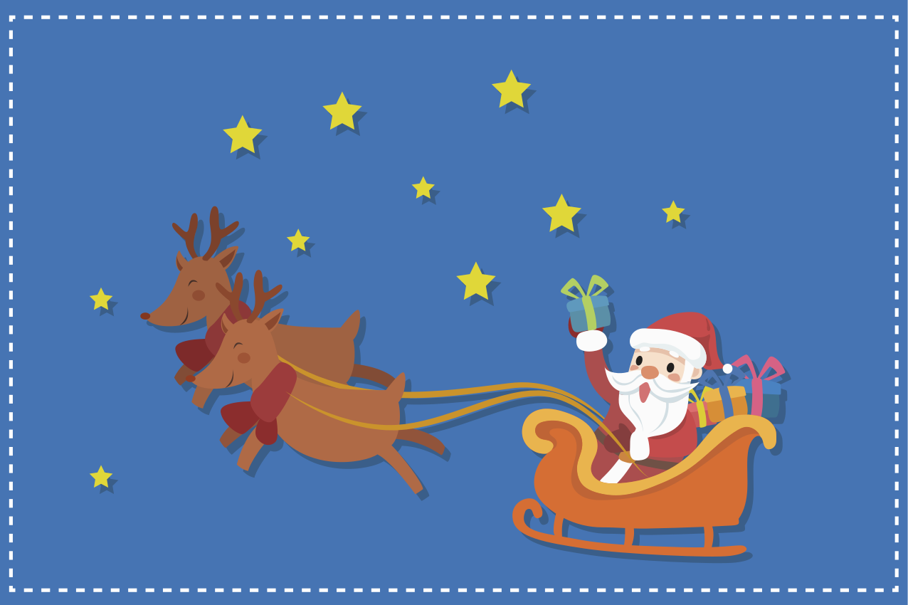 Kerstmis placemat santa slede rit - TenStickers
