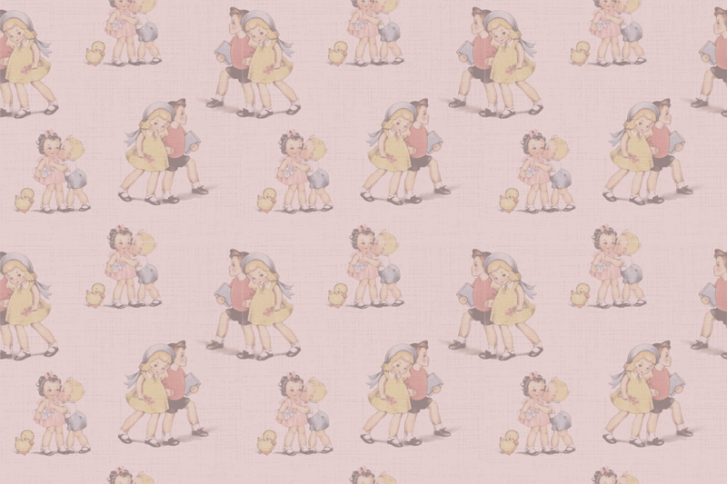 Kinder placemat met vintage kindillustraties - TenStickers