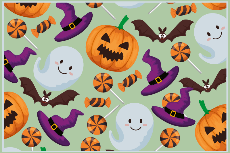 Halloween placemat met kleurrijke halloween elementen - TenStickers