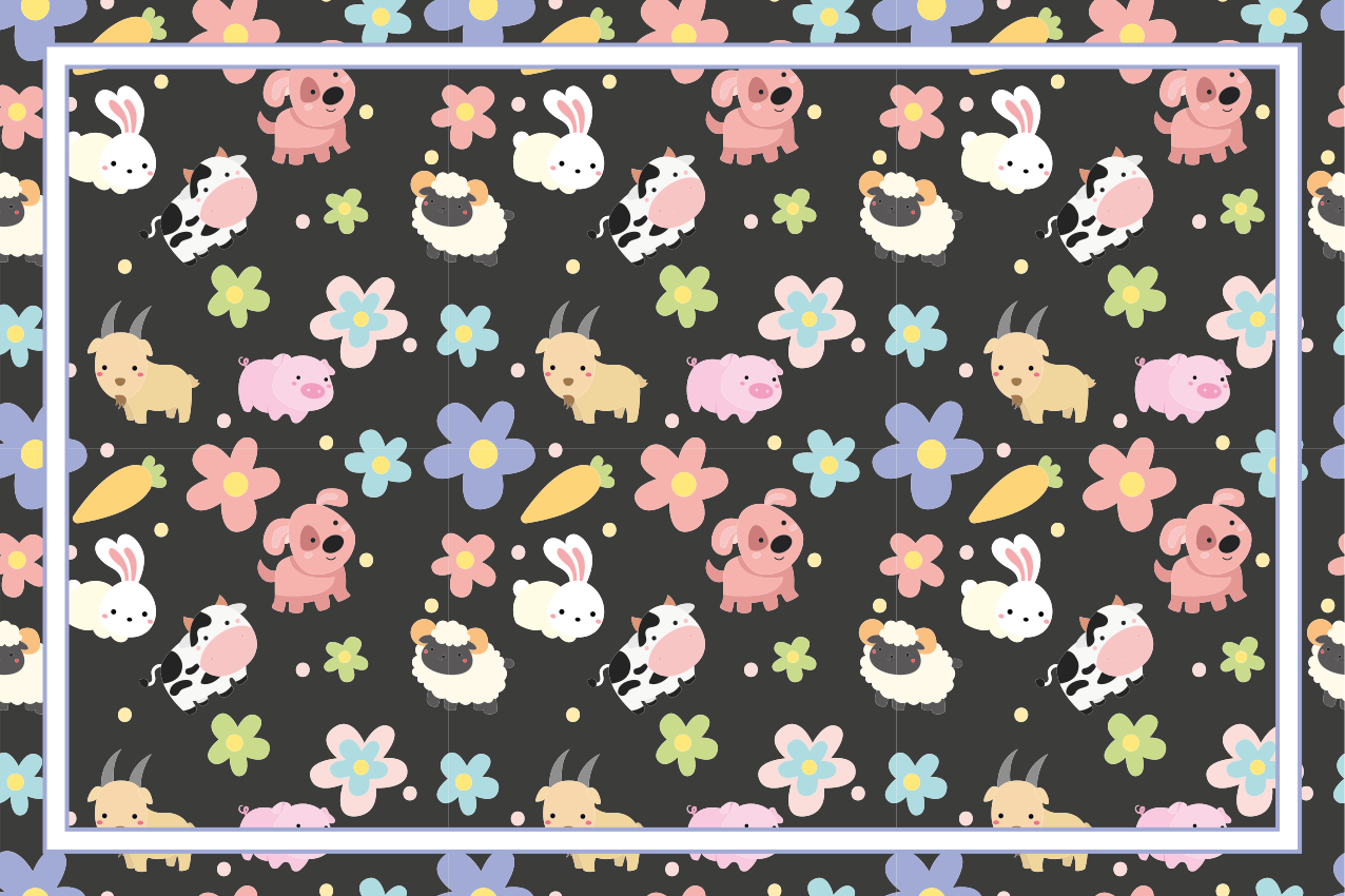 Kinder placemat met schattige dierillustraties - TenStickers