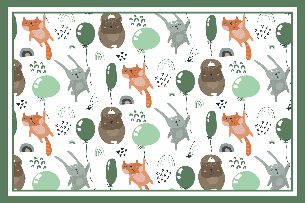 Kinder placemat speelse dierenpatronen - TenStickers