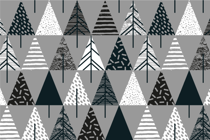Kerstmis placemat met gestileerd dennenboom patroon - TenStickers