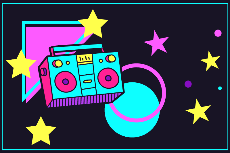 Originele placemat kleurrijke retro boom box - TenStickers