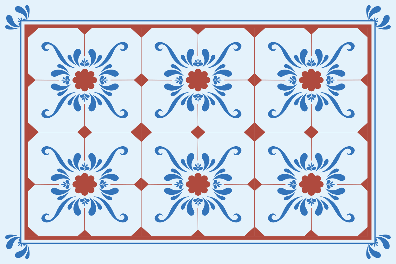 Placemat vintage bloemenpatroon - TenStickers