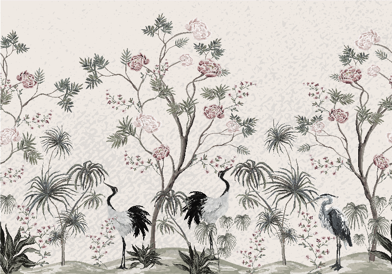 Kinder placemat kraanvogels tussen bloesems - TenStickers