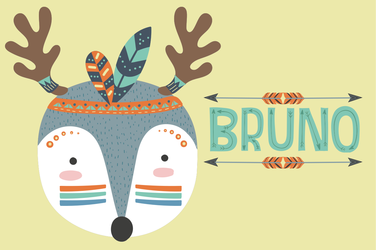 Kinder placemat schattig rendier gezicht - TenStickers