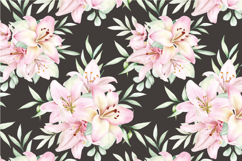 Originele placemat met bloemen in roze lelies - TenStickers