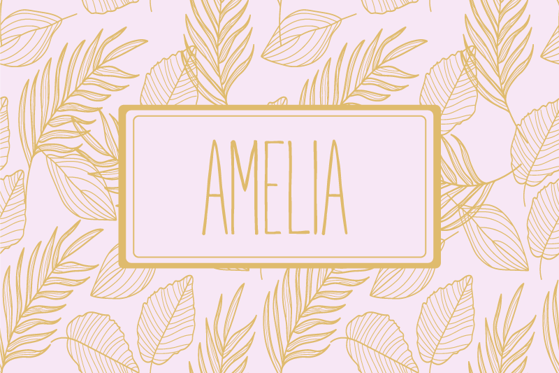 Placemat met naam bladerenpatroon gepersonaliseerd - TenStickers