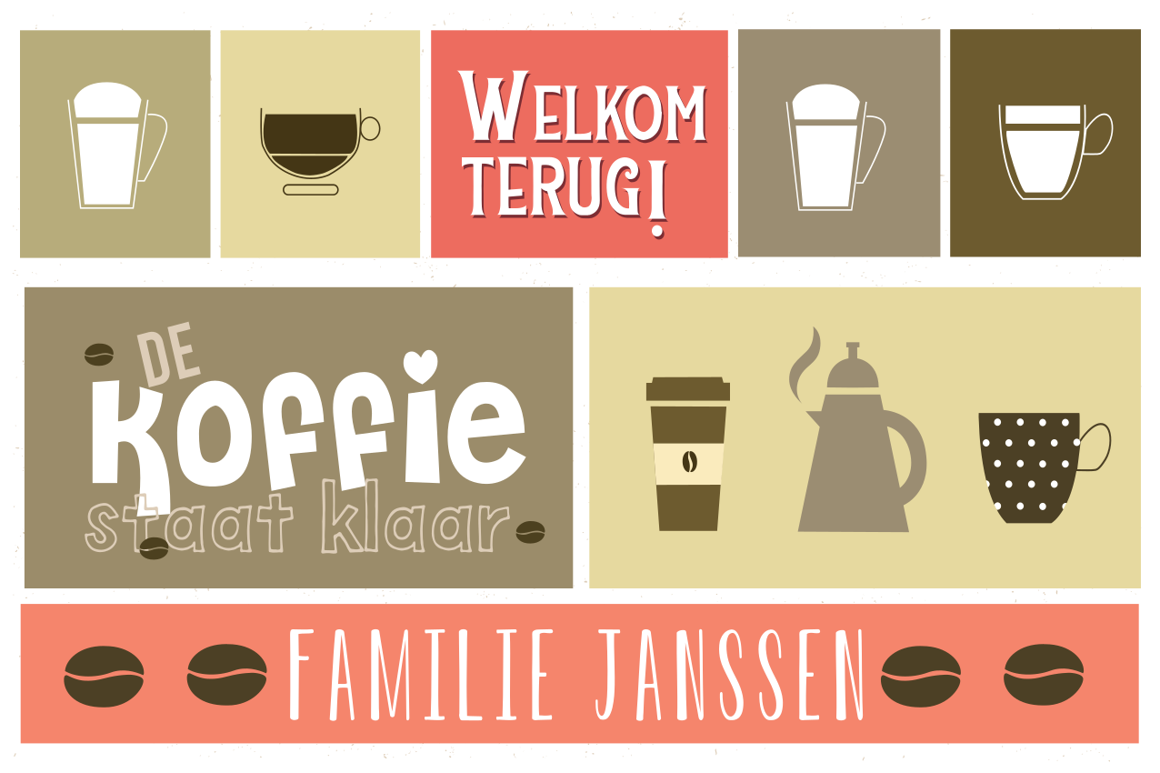 Placemat met naam welkom terug koffie - TenStickers