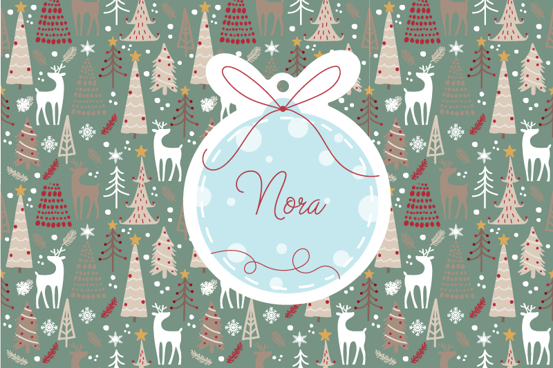 Kerst placemat kerstbal met naam - TenStickers