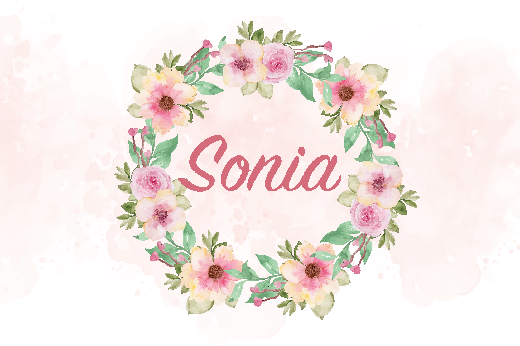 Aquarelbloemen met naam Placemat - TenStickers