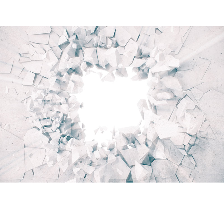 3d fotobehang muurexplosie in wit - TenStickers