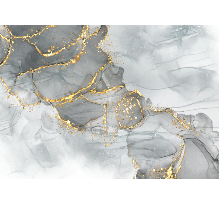 Mozaïekmuur grijs en goud fotobehang hoofd slaapkamer - TenStickers