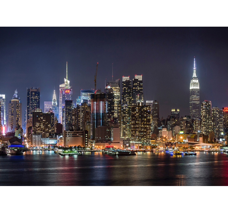 Stedelijke skyline nacht fotobehang New York - TenStickers