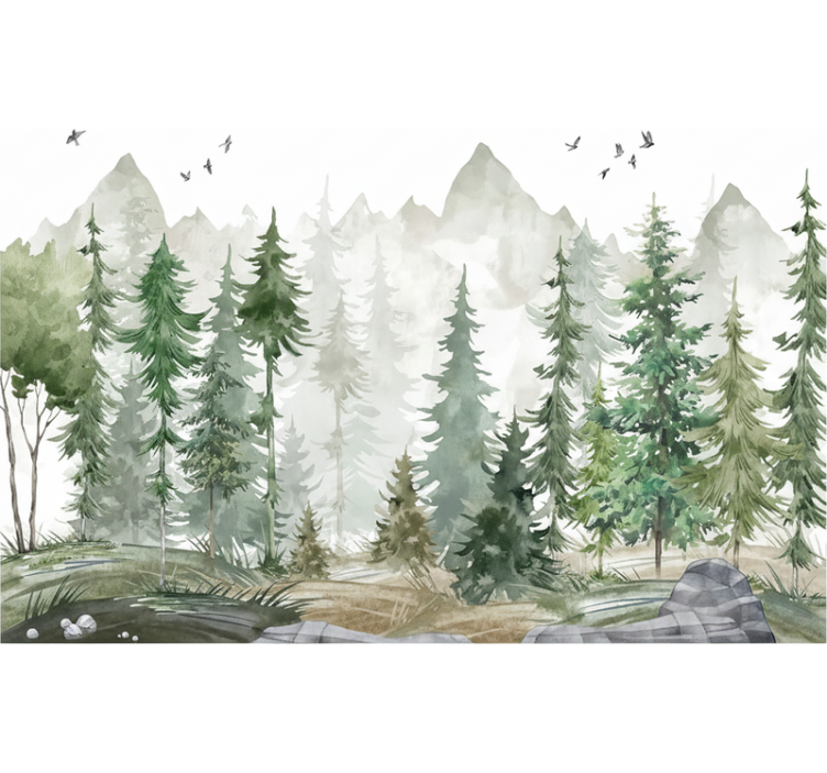 Behang bos nordic pine minimal - TenStickers