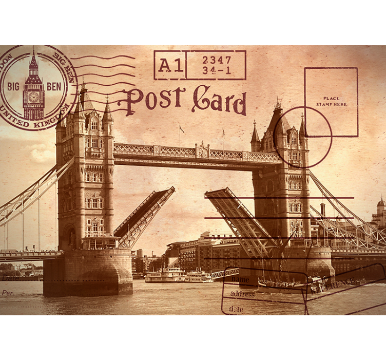 Vintage londen briefkaart london fotobehang - TenStickers