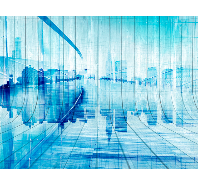 Houteffect stadshorizon fotobehang - TenStickers