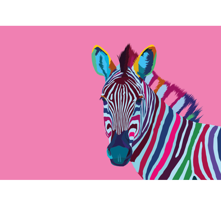 Dieren Zebra popart fotobehang tienerkamer - TenStickers