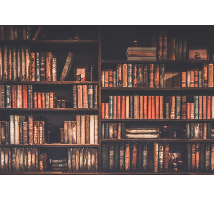 Vintage foto behang Boekenplank - TenStickers