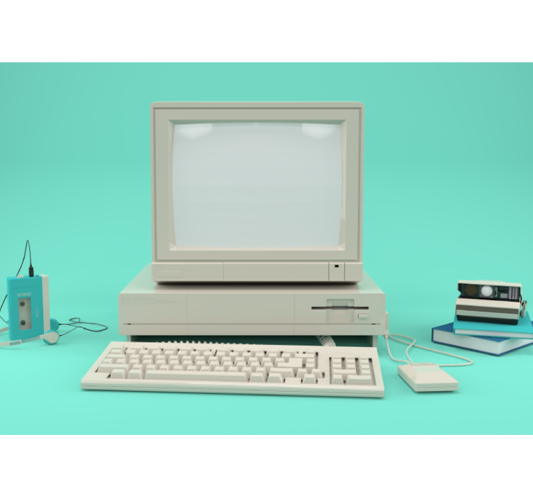 Vintage computeropstelling fotobehang voertuigen - TenStickers