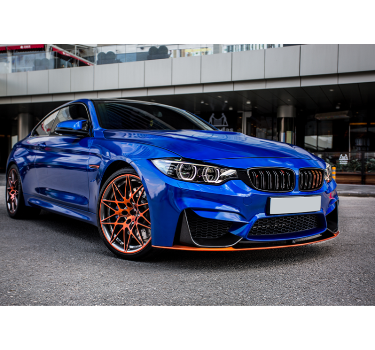 Fotobehang tienerkamer blauwe sport auto - TenStickers