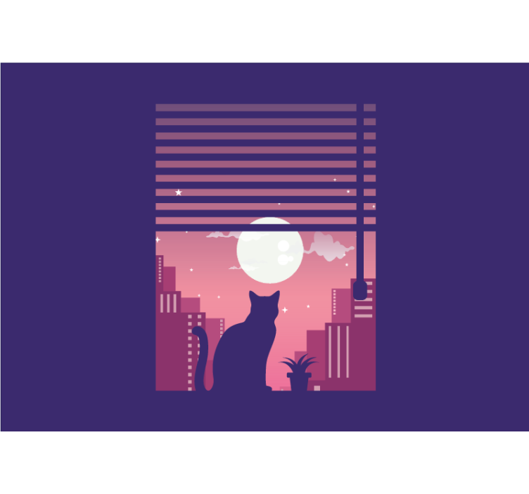 Kattensilhouet nachtzicht foto behang dieren - TenStickers