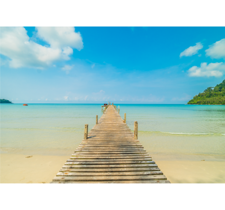 Fotobehang zee houten steiger uitzicht - TenStickers