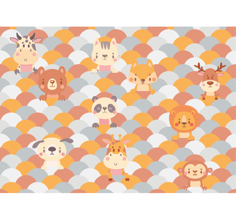 Schattige dierengezichten foto behang dieren - TenStickers