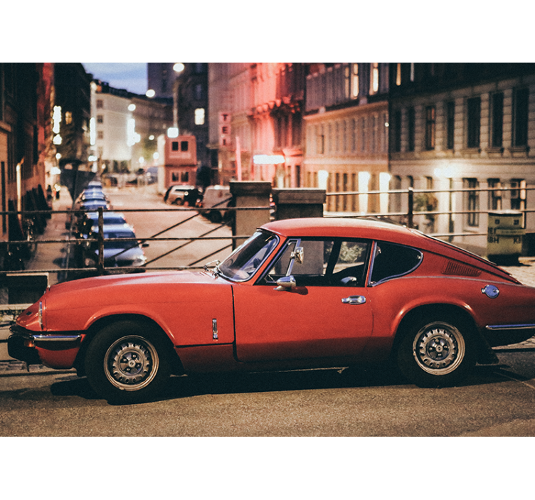 Tijdloze karmozijnrode auto fotobehang voertuigen - TenStickers