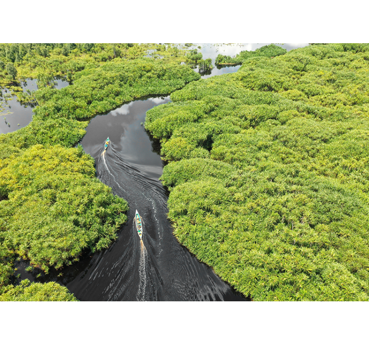 Schilderachtige riviertocht fototapet landschap - TenStickers