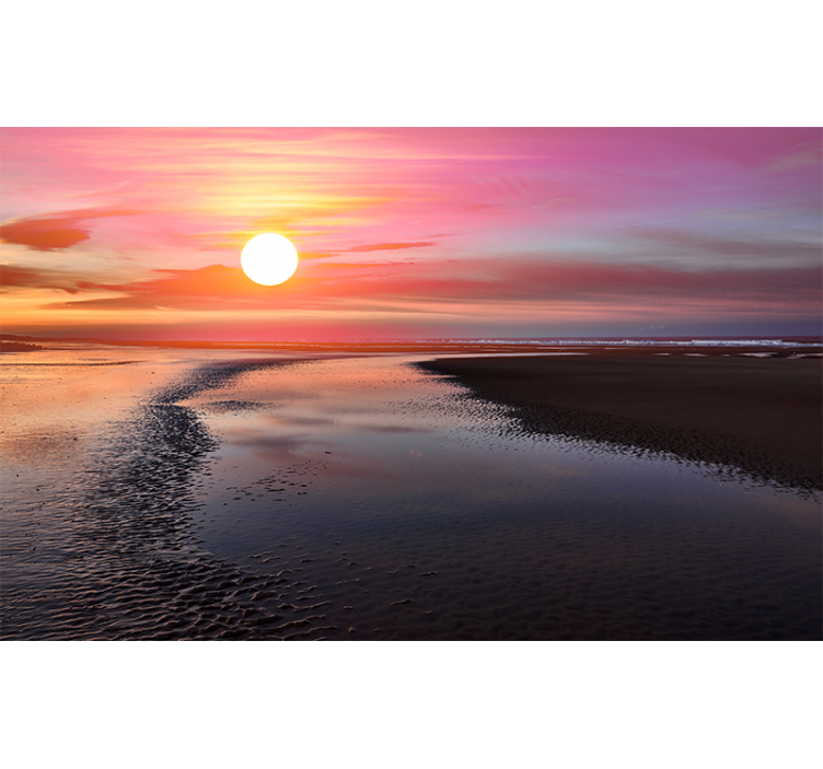 Serene zonsondergang fotobehang bergen - TenStickers