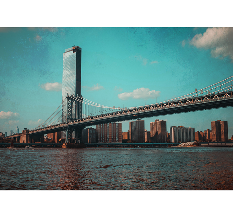 Perspectief van de brooklyn bridge fotobehang New York - TenStickers