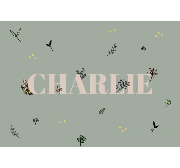 Bloemig naamontwerp fotobehang kinderkamer - TenStickers