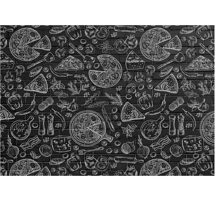 Fotobehang keuken culinaire heerlijkheden illustratie - TenStickers