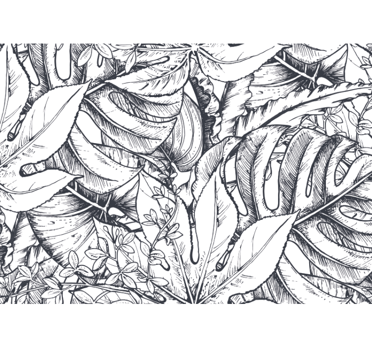 Bladrijke botanische illustratie fotobehang natuur - TenStickers