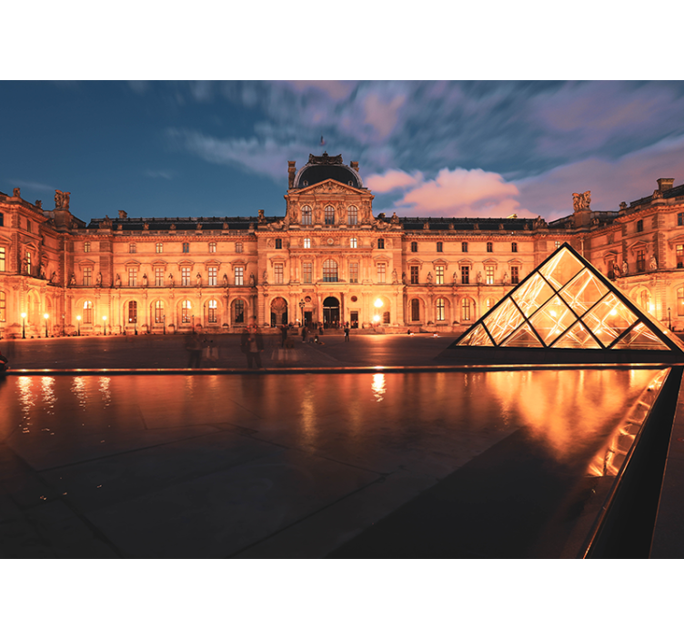 Fotobehang stad louvre pyramid nacht - TenStickers
