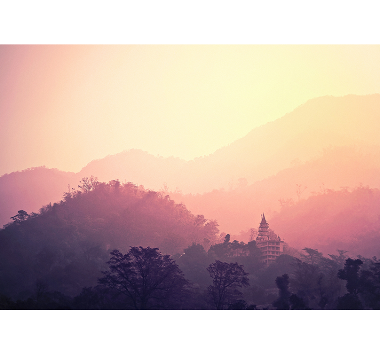 Uitzicht op de bergtempel fotobehang natuur - TenStickers