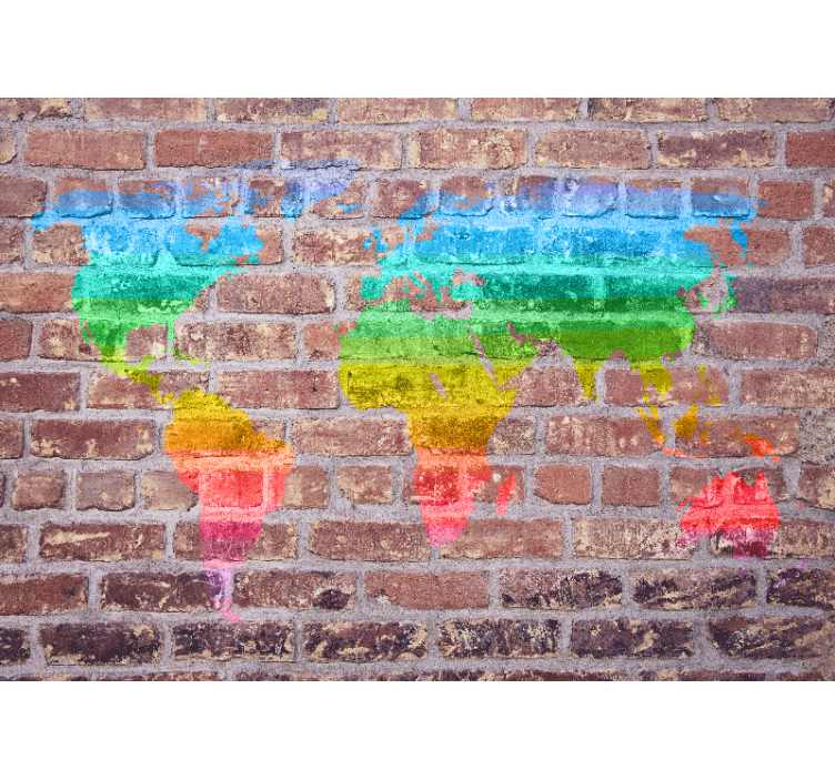 Fotobehang wereldkaart kleurrijke geografische weergave - TenStickers