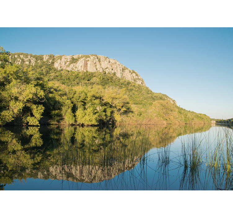 Berg reflectie scène fototapet landschap - TenStickers